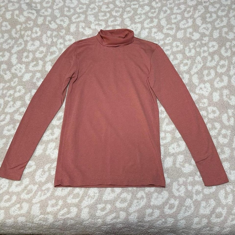Lululemon Ribbed Turtleneck Terracotta Pink Orange Top Size 12